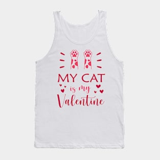 My Cat Is My Valentine Cute Cat's Feet Design For Couples Tank Top